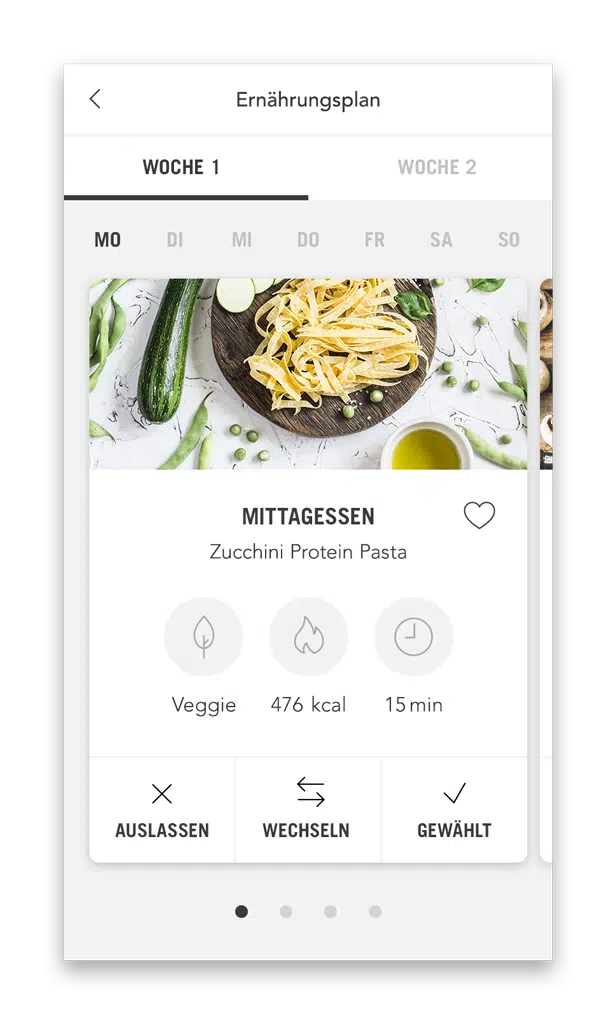Men's Health Ernährungsplan Plan mit Mahlzeiten (Smartphone Ansicht Beispiel Tag)